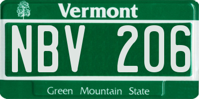 VT license plate NBV206