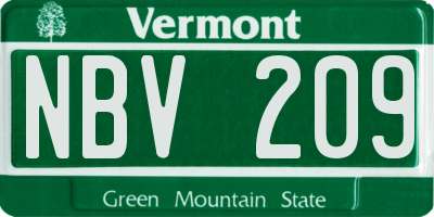 VT license plate NBV209