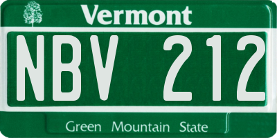 VT license plate NBV212