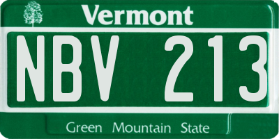 VT license plate NBV213