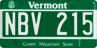 VT license plate NBV215