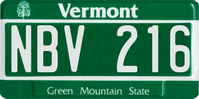 VT license plate NBV216