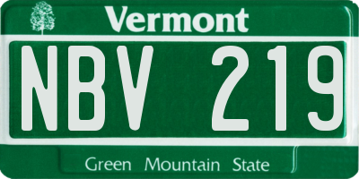 VT license plate NBV219