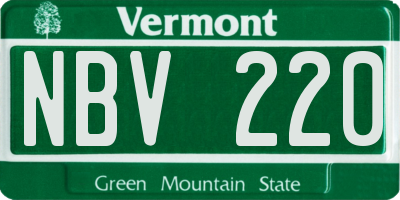 VT license plate NBV220