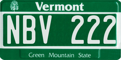 VT license plate NBV222