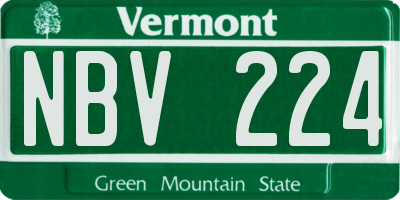 VT license plate NBV224