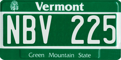VT license plate NBV225