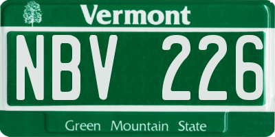 VT license plate NBV226