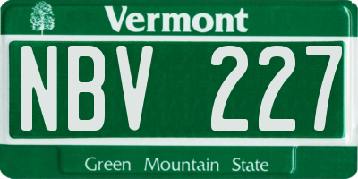 VT license plate NBV227
