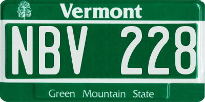 VT license plate NBV228
