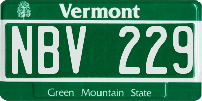 VT license plate NBV229