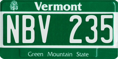 VT license plate NBV235