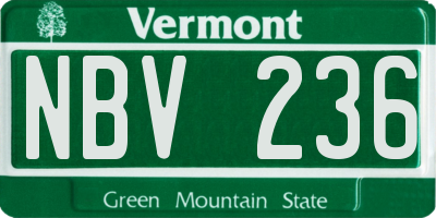 VT license plate NBV236