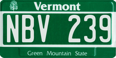 VT license plate NBV239