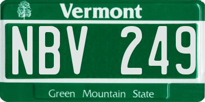 VT license plate NBV249