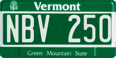 VT license plate NBV250