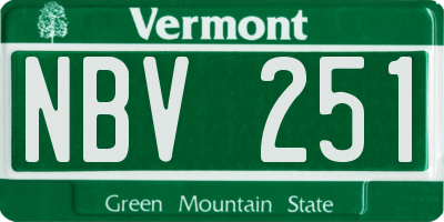 VT license plate NBV251