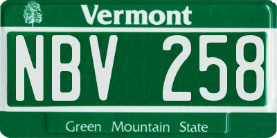 VT license plate NBV258
