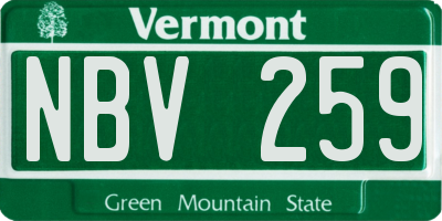 VT license plate NBV259
