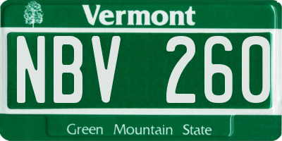 VT license plate NBV260