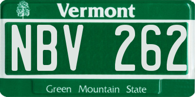 VT license plate NBV262