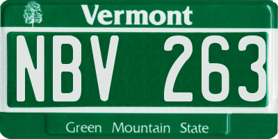 VT license plate NBV263