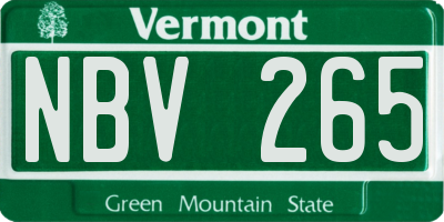VT license plate NBV265