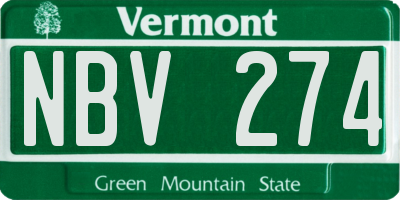 VT license plate NBV274