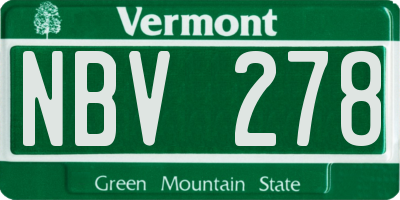 VT license plate NBV278