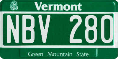 VT license plate NBV280