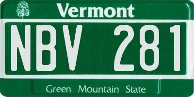 VT license plate NBV281