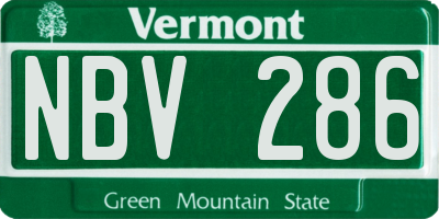 VT license plate NBV286