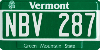 VT license plate NBV287