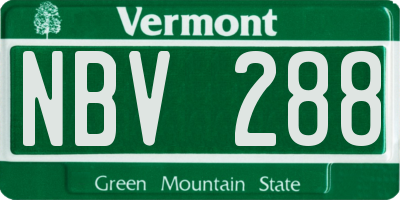 VT license plate NBV288