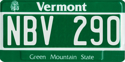 VT license plate NBV290