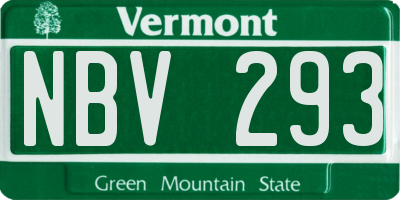 VT license plate NBV293
