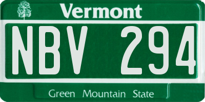VT license plate NBV294