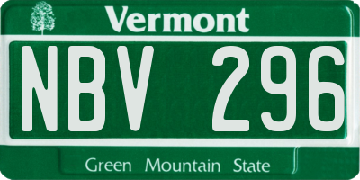 VT license plate NBV296