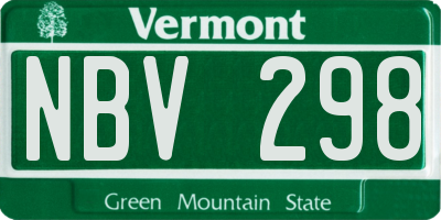 VT license plate NBV298