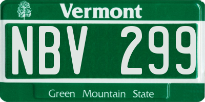 VT license plate NBV299