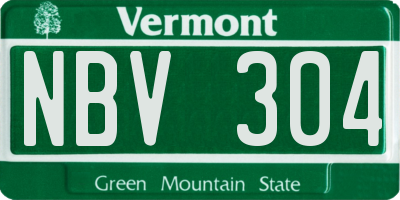 VT license plate NBV304