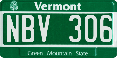 VT license plate NBV306