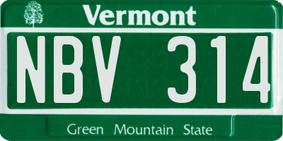 VT license plate NBV314