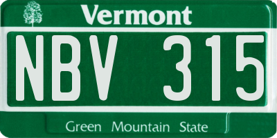 VT license plate NBV315