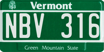VT license plate NBV316
