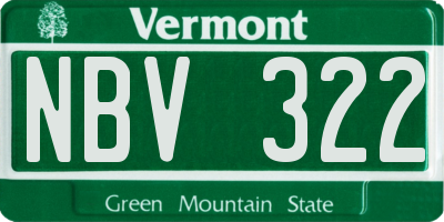 VT license plate NBV322