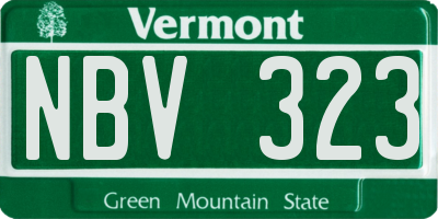VT license plate NBV323