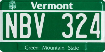 VT license plate NBV324