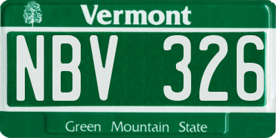 VT license plate NBV326