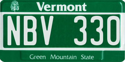 VT license plate NBV330